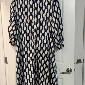 Navy and White Patterned Women's Dress